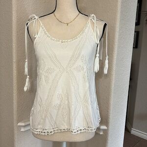 Chelsea & Violet White lace pearl cropped halter top Size XS
